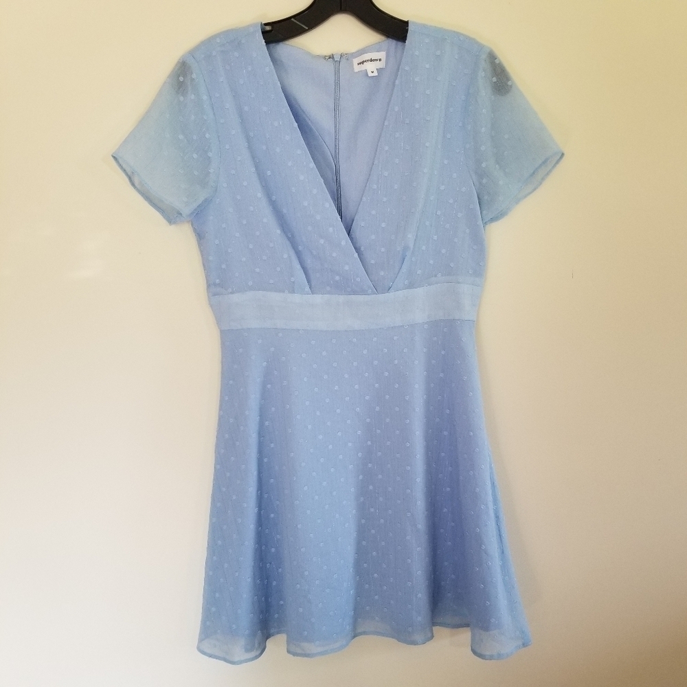 Superdown Bree Baby Powder Blue Mini Dress In EUC Size Medium Girlhood Dainty - Picture 3 of 11